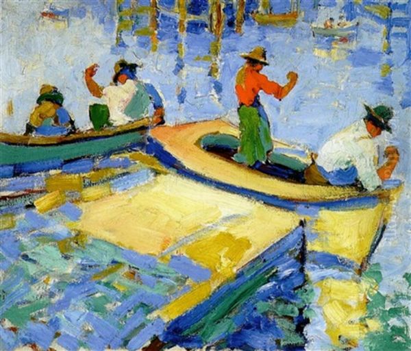 Italian Fishermen In Belvedere Cove by Selden Connor Gile