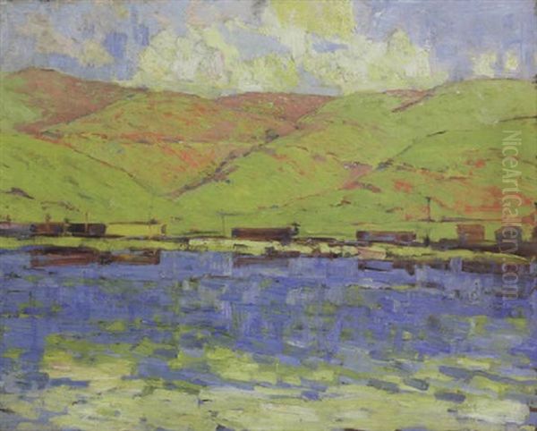 Northwestern Pacific Railway Along The Tiburon Hills Oil Painting by Selden Connor Gile