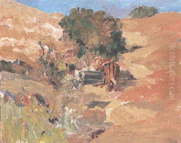 Cows At A Trough, Buckeye Oil Painting by Selden Connor Gile