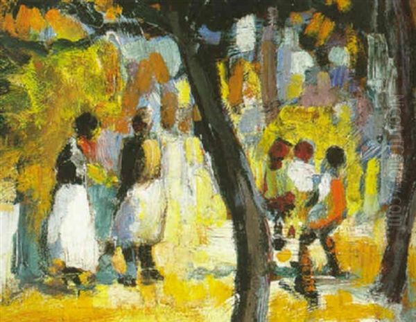 People Viewed Through Trees Oil Painting by Selden Connor Gile