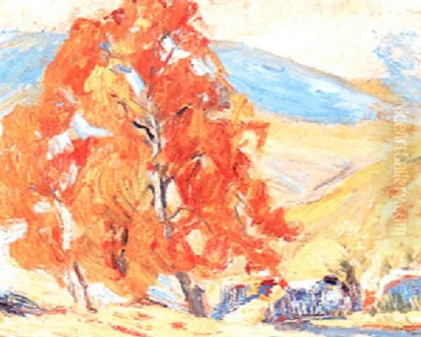 Ranch Scene In Fall Oil Painting by Selden Connor Gile