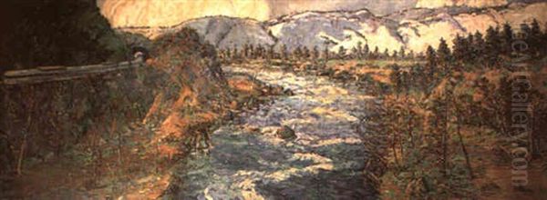 Feather River Gorge, Western Pacific Railroad Oil Painting by Selden Connor Gile