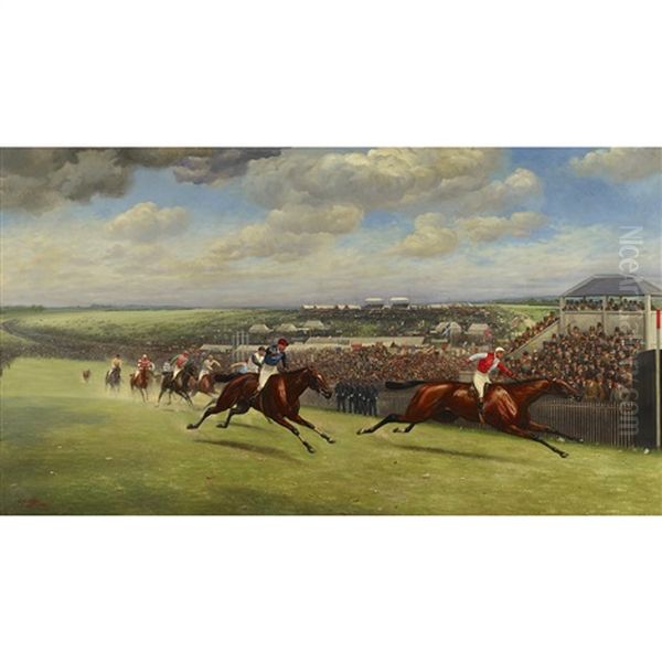 Epsom Derby Oil Painting by Geoffrey Douglas Giles