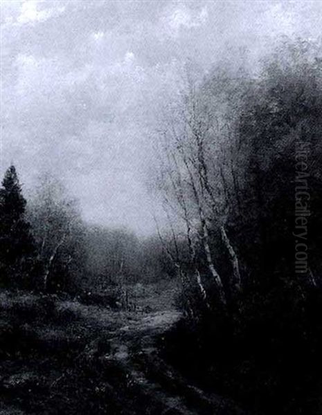 Birch-lined Path Oil Painting by Horace P. Giles