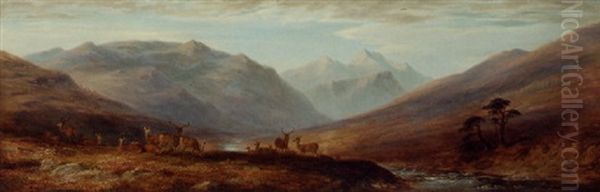 Glen Dee In Mar Forest Oil Painting by James William Giles