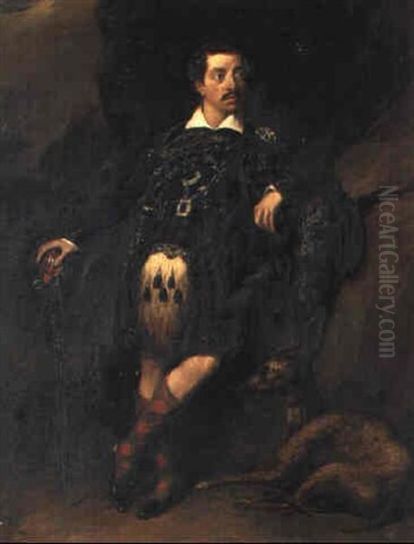 A Portrait Of A Gentleman In Highland Dress, Possibly Clan  Mackenzie Oil Painting by James William Giles