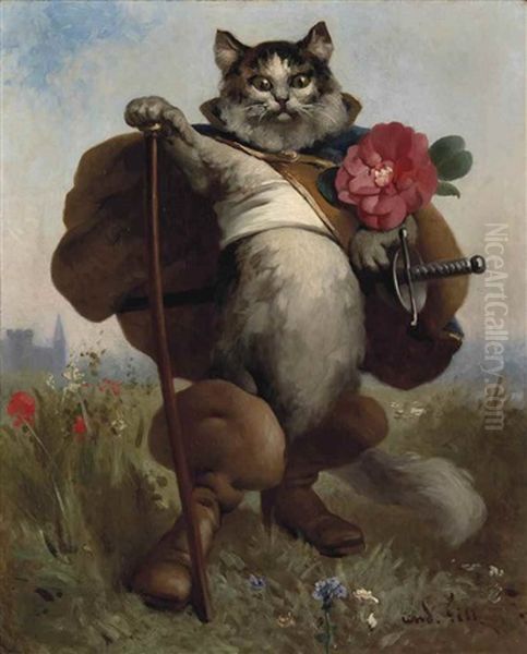 Le Chat Botte Oil Painting by Andre (Gosset de Guines) Gill