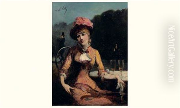 Elegante Au Cafe Oil Painting by Andre (Gosset de Guines) Gill