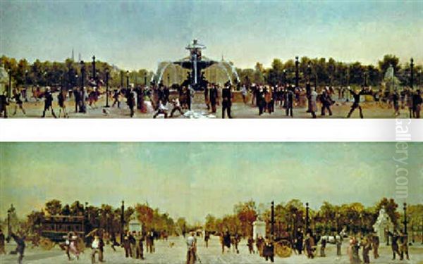 Place De La Concorde Oil Painting by Andre (Gosset de Guines) Gill