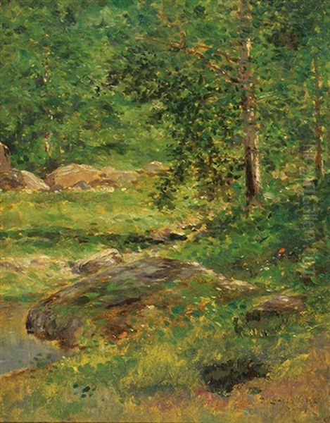 Views Of Rock Creek Park: Two Works Oil Painting by Delancey W. Gill