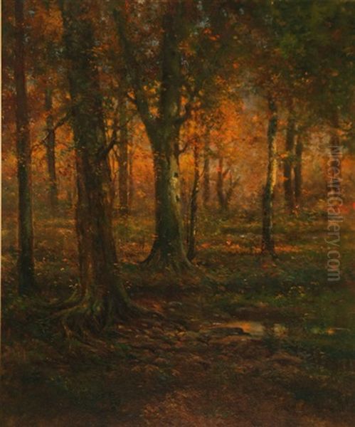 Rock Creek Park, Sunset Oil Painting by Delancey W. Gill