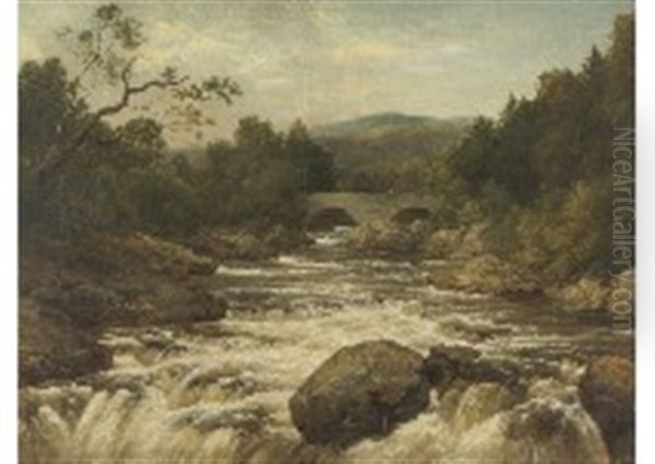 Rocks In River Oil Painting by Edmund Gill