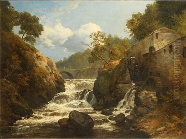 Cleghorn Mill In Ruins, Lanark Oil Painting by Edmund Gill