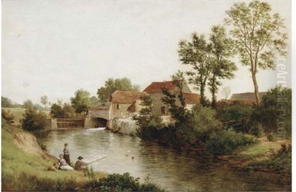 An Afternoon On The Riverbank Oil Painting by Edmund Gill