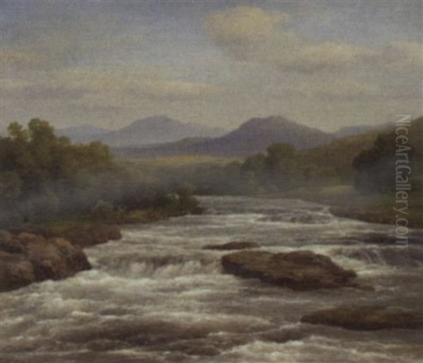 River Landscape Oil Painting by Edmund Gill