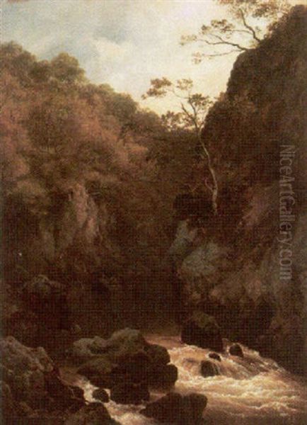 On The Conway, North Wales, The River Steeling From Its Lonely Bed Oil Painting by Edmund Gill