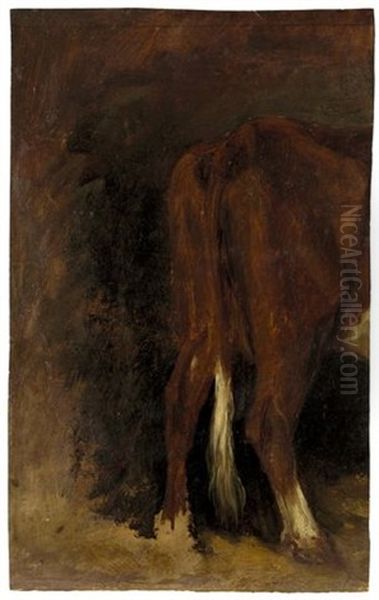 Hind Portion Of A Cow Oil Painting by Christian Friedrich Gille