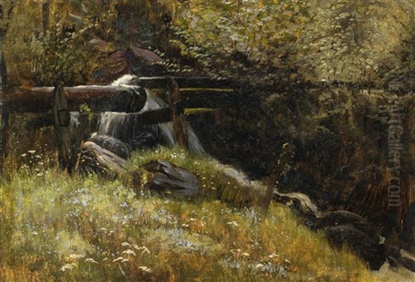 A Stream In May Oil Painting by Christian Friedrich Gille