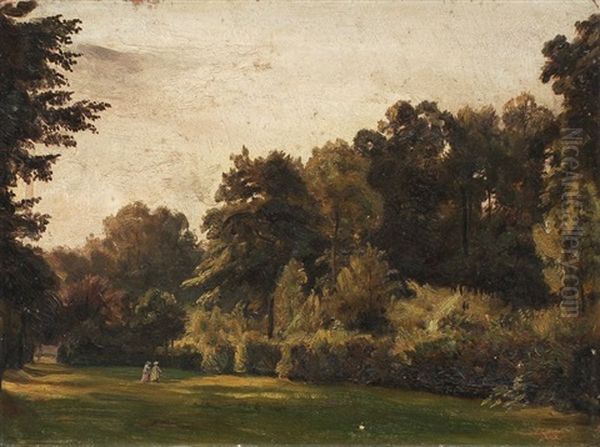 Parkszene Im Grosen Garten In Dresden Oil Painting by Christian Friedrich Gille