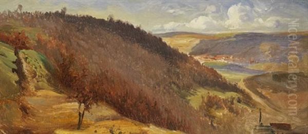 Landschaft Bei Cosmannsdorf Nahe Dresden by Christian Friedrich Gille