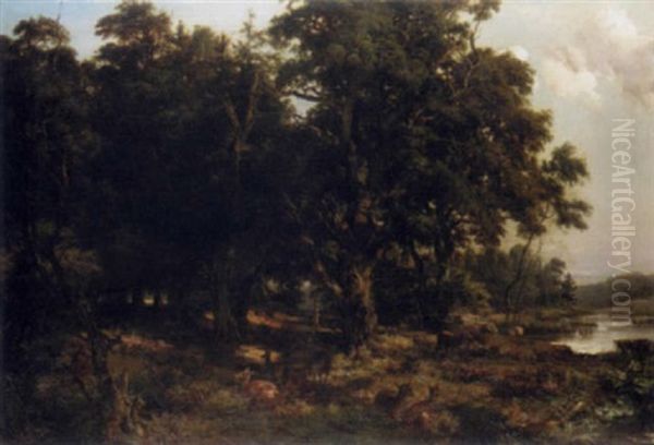 Waldlandschaft Mit Ruhendem Wild Oil Painting by Christian Friedrich Gille