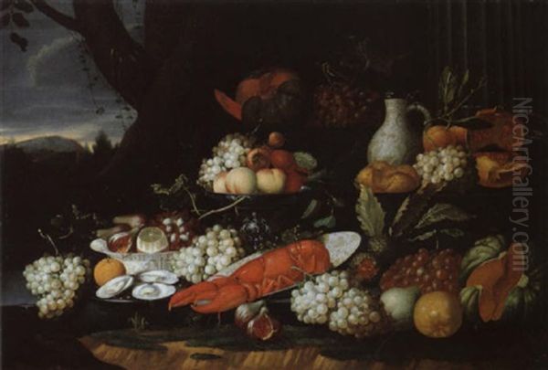 Stilleben Mit Fruchten, Austern, Und Hummer by Jan Pauwel Gillemans The Elder