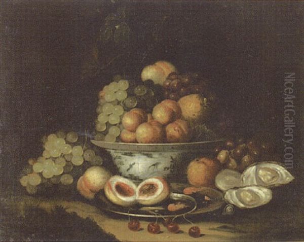 Stilleben Mit Pfirschen Und Trauben Oil Painting by Jan Pauwel Gillemans The Elder