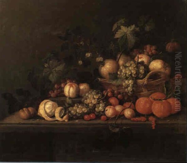 Still Life Of Assorted Fruit Oil Painting by Jan Pauwel Gillemans The Elder