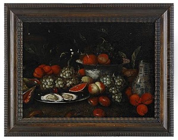 Stilleben Med Ostron Och Frukter Oil Painting by Jan Pauwel Gillemans the Younger