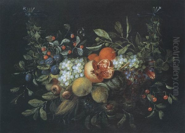 Fruchtegirlande Mit Granatapfeln, Limonen Und Feigen Oil Painting by Jan Pauwel Gillemans the Younger