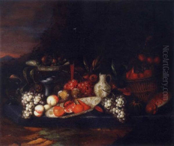 Trophees De Fruits Dans Des Paysages Oil Painting by Jan Pauwel Gillemans the Younger