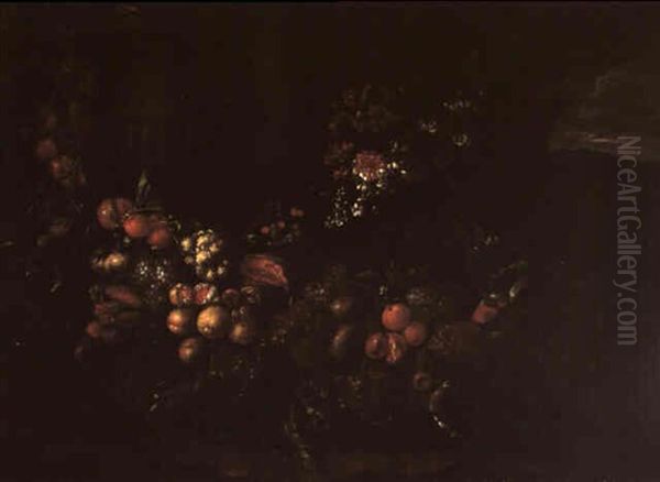 Natura Morta Con Fiori E Frutta Oil Painting by Jan Pauwel Gillemans the Younger