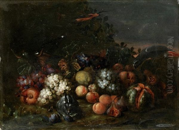 Fruchtestillleben Mit Hasen Oil Painting by Peter Mathys Gillemans