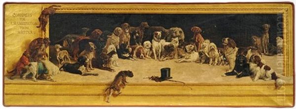 Congress For Emancipation From Masters (zusammenkunft Zahlreicher Hunde) Oil Painting by Alberto Maso Gilli