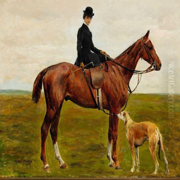 Alice Danneskiold-samsoe On Horseback Oil Painting by Otto Bache