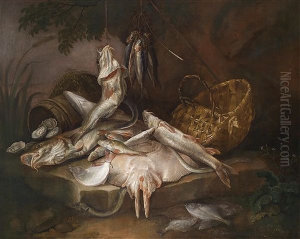 Fischstillleben Oil Painting by Jakob Gillig