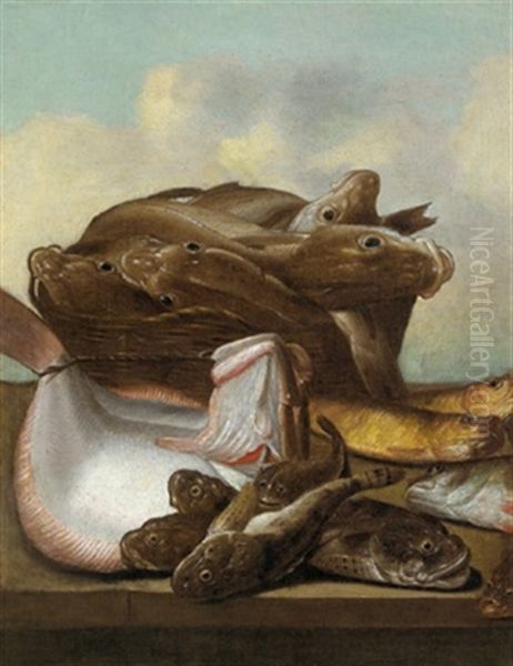 Fischstillleben Oil Painting by Jakob Gillig