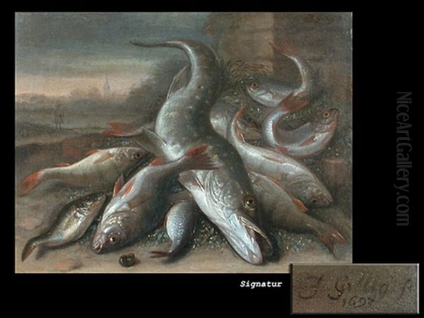 Stilleben Mit Fischen Oil Painting by Jakob Gillig