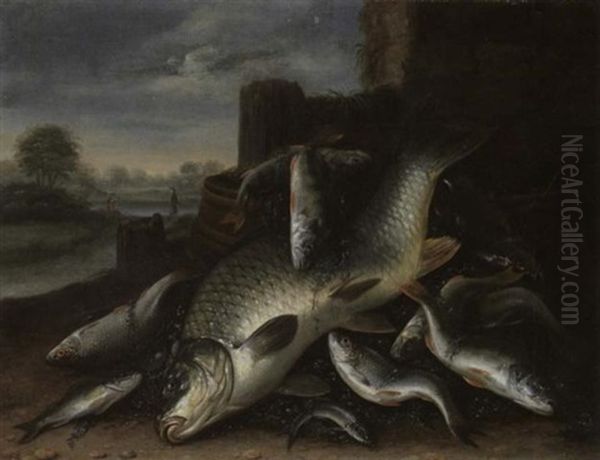 Fischstilleben Oil Painting by Jakob Gillig