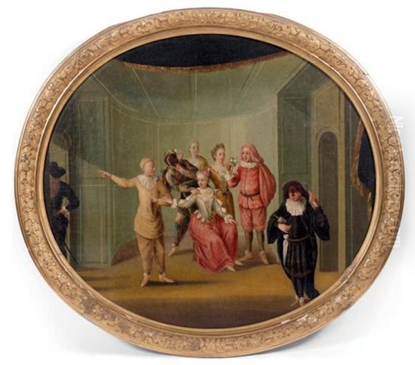 La Comedie Italienne Oil Painting by Claude Gillot