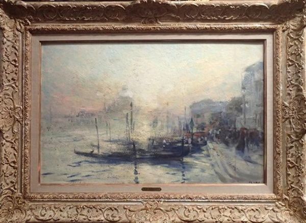 Gondoles A Venise Devant La Piazzetta Oil Painting by Eugene Louis Gillot