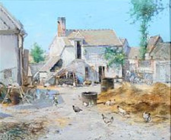 Vieilles Fermes En Artois Oil Painting by Eugene Louis Gillot