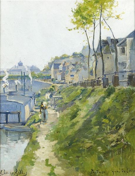 Pontoise, Quai De L'oise Oil Painting by Eugene Louis Gillot