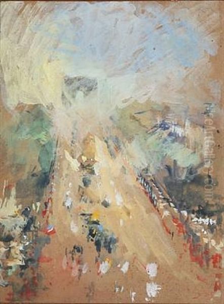 View From Champs Elysees Oil Painting by Eugene Louis Gillot