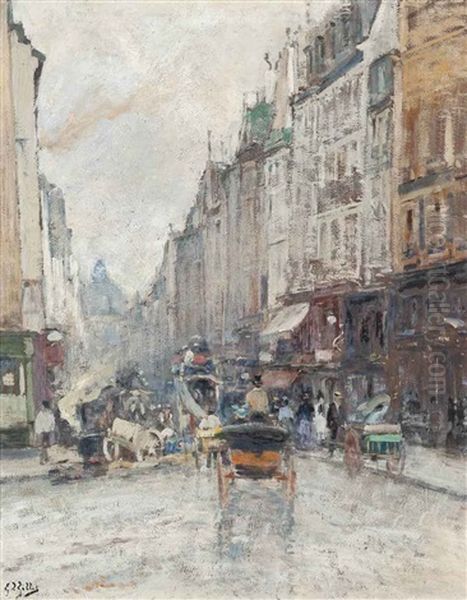 Rue De Seine, Towards The Grand Palais, Paris Oil Painting by Eugene Louis Gillot