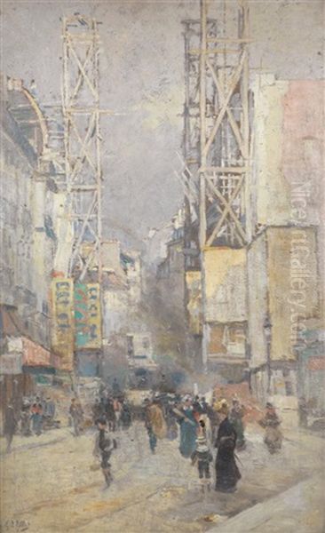 Rue De Paris Oil Painting by Eugene Louis Gillot