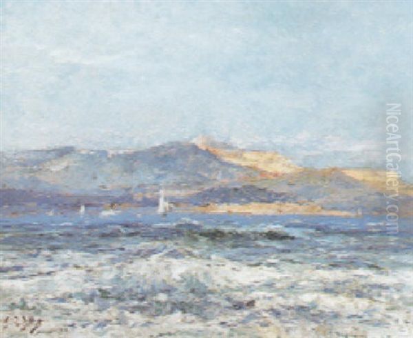 La Baie Des Anges - Alpes Maritimes Oil Painting by Eugene Louis Gillot