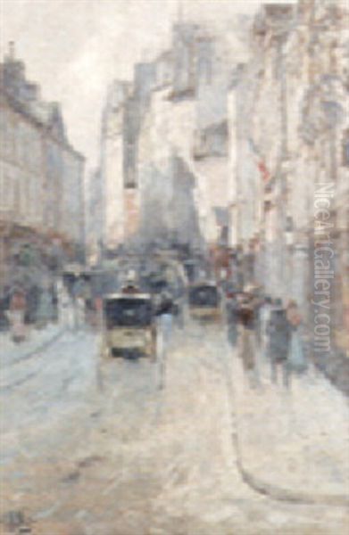 Rue De St. Peres, Paris Oil Painting by Eugene Louis Gillot