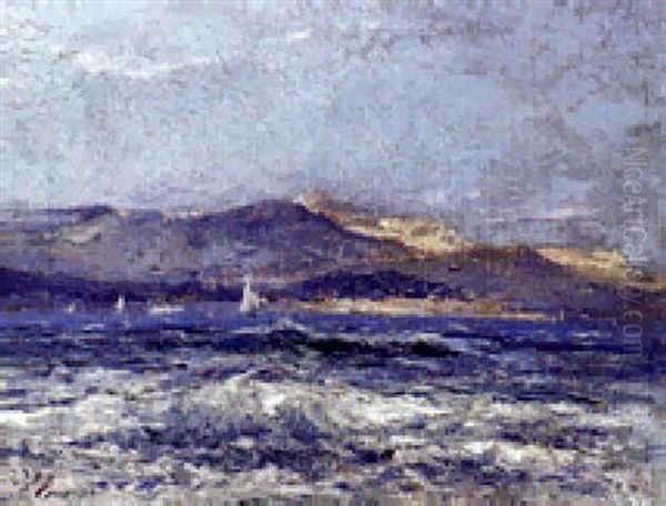 La Baie Des Anges, Alpes Maritimes Oil Painting by Eugene Louis Gillot