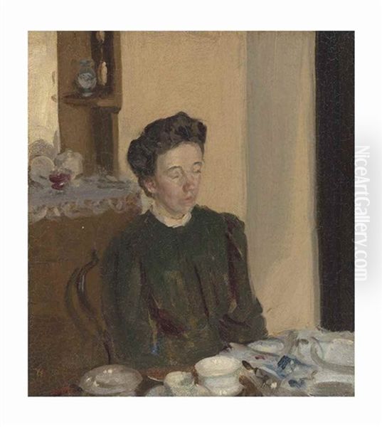 Lady Seated At A Table Oil Painting by Harold Gilman